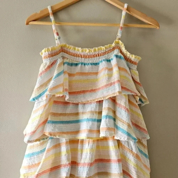 Lovers and Friends Frills Multicolor Mini Spaghetti Strap Rainbow Dress Small. - Picture 9 of 15